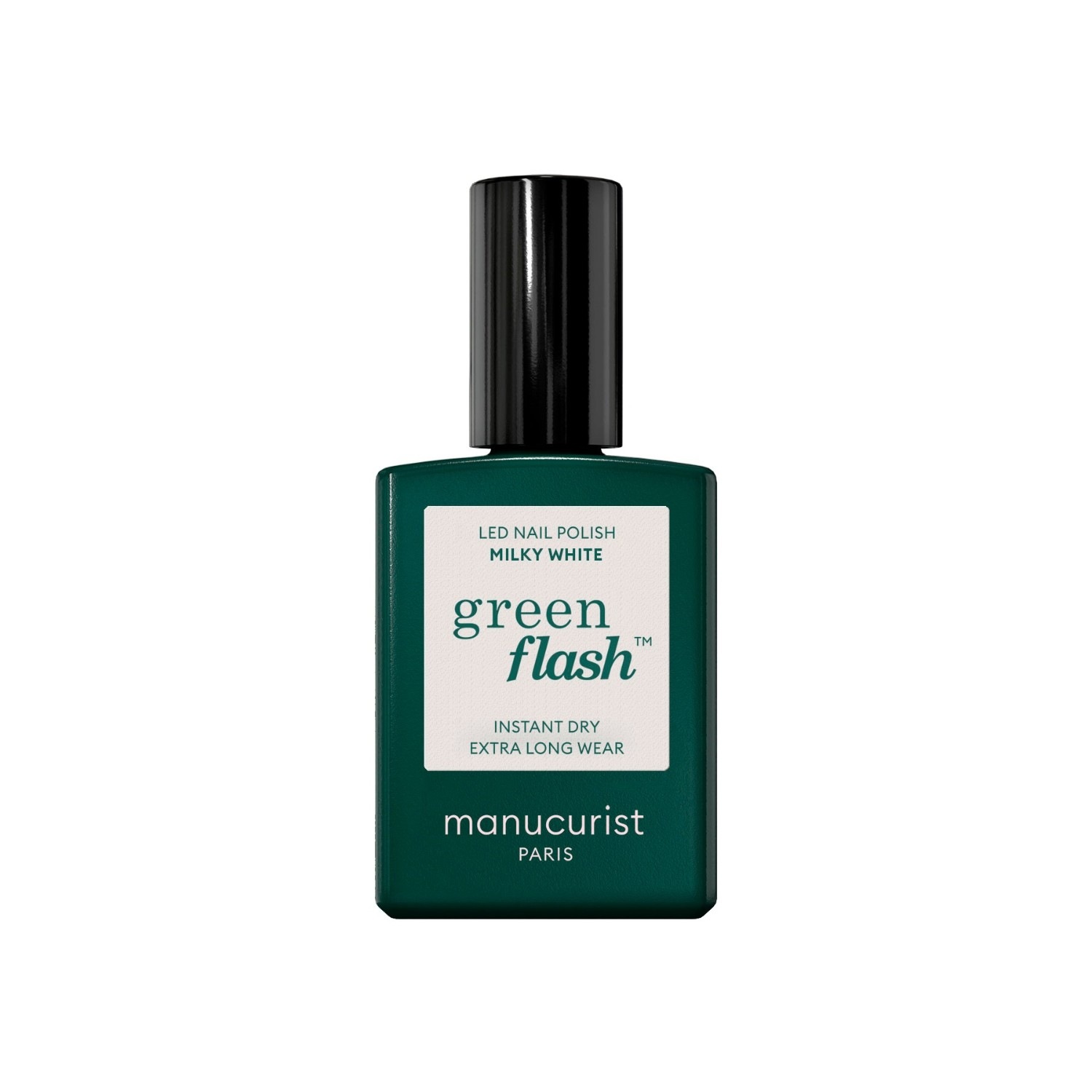 

Лак для ногтей green flash instant dry extra long wear Manucurist, milky white, объем 15 мл