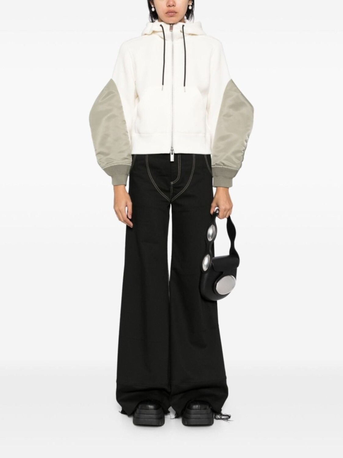 

Sacai куртка со вставками, нейтральный цвет