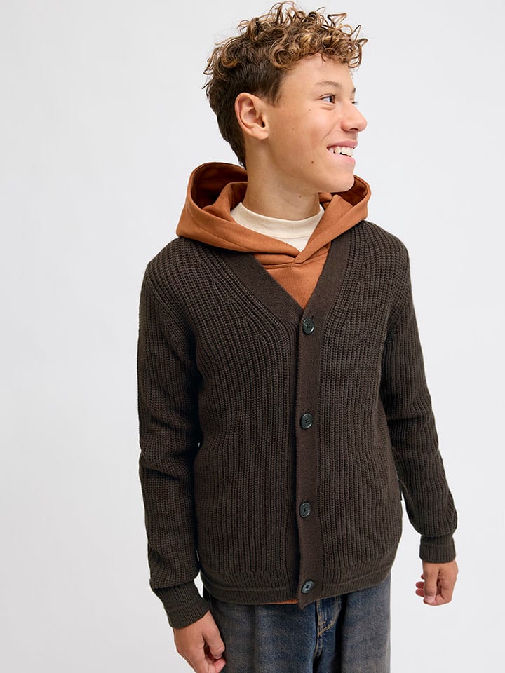 JACK & JONES Junior Кардиган «Коннор» коричневого цвета — фото 2