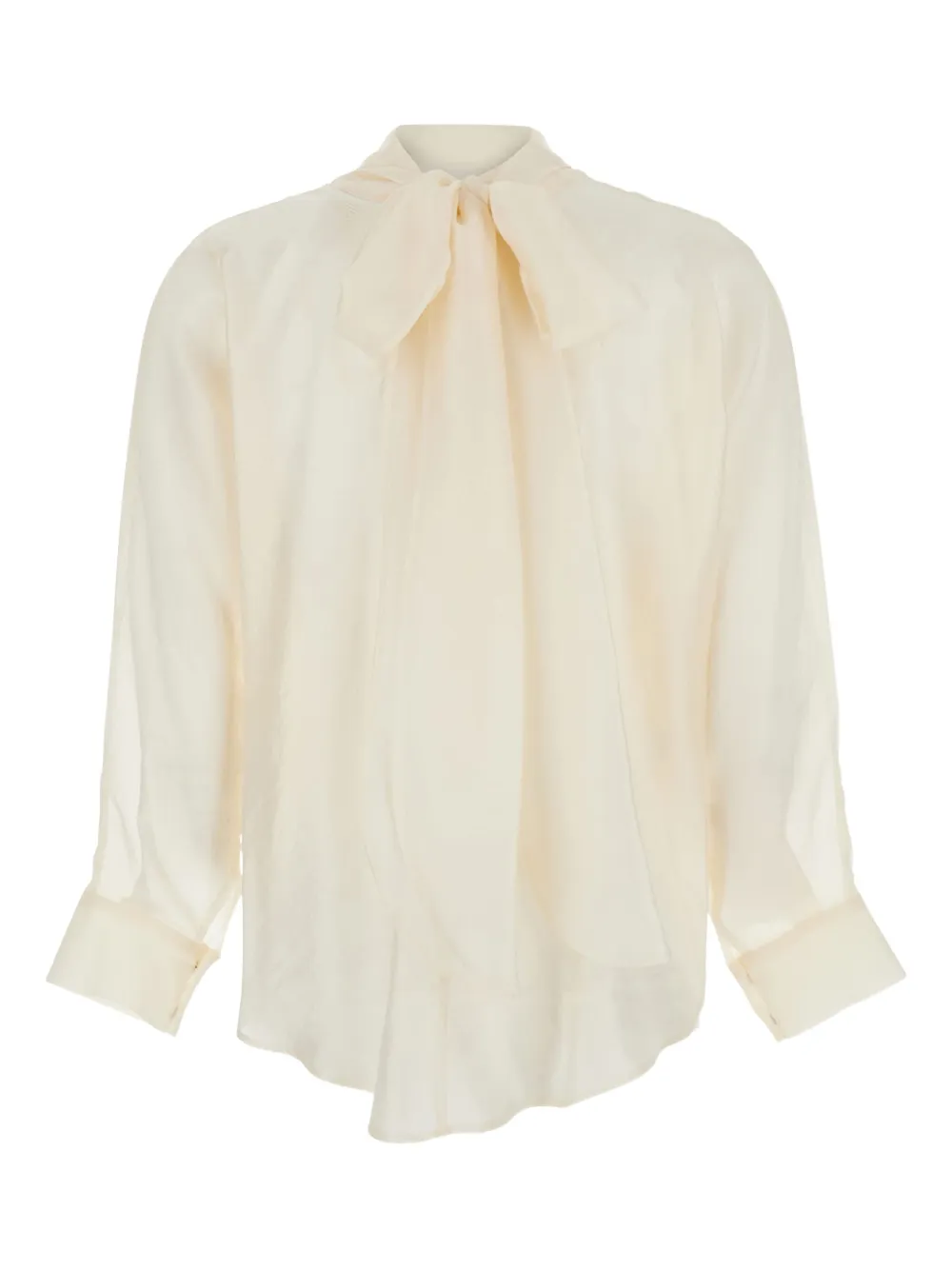 

Блуза с бантом на шее и длинными рукавами Merci, белый