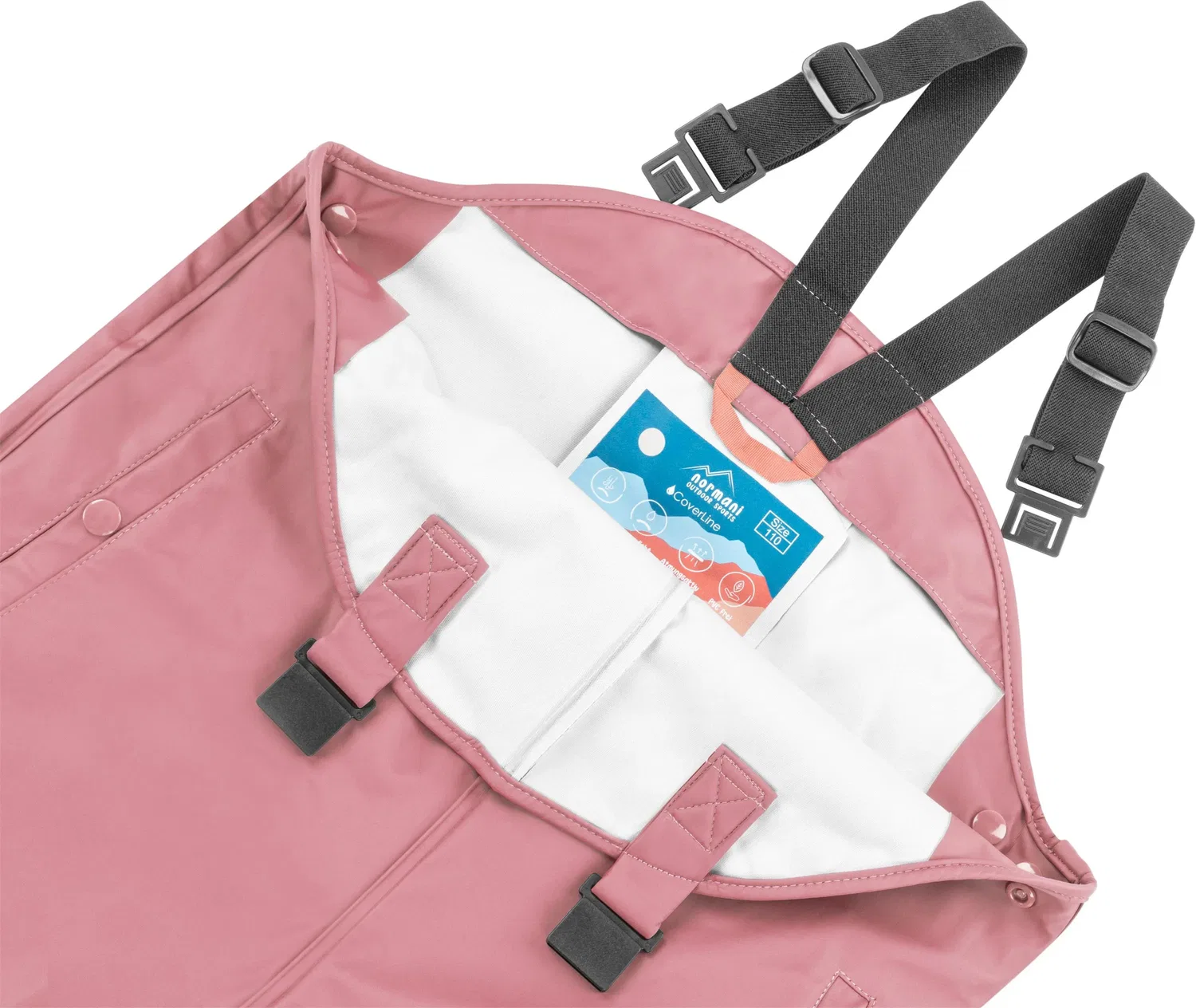 Детские дождевые штаны на лямках Normani Outdoor Sports, розовый — фото 3