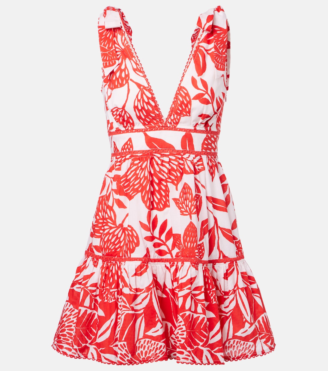 

Мини-платье из хлопка Cara Poupette St Barth, White Red Macro Stelis