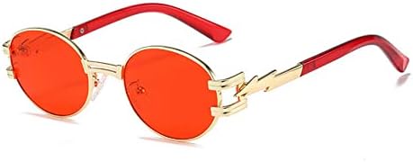 

Маленькие овальные солнцезащитные очки в стиле панк для женщин, прозрачные линзы с градиентом цвета океана, солнцезащитные очки UV400 для мужчин, металлические дужки MTZJH, Gold Red