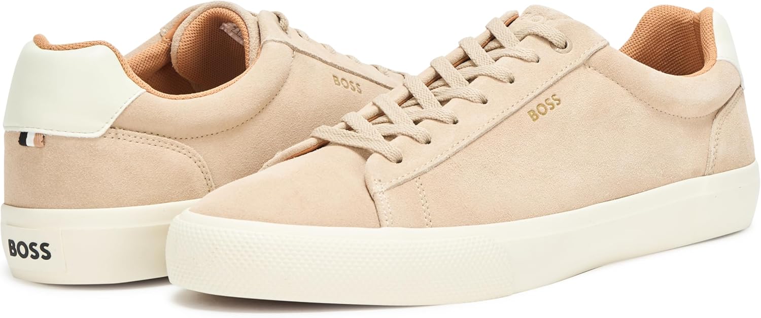 BOSS мужские кроссовки Aiden Suede Low Top, Sand Beige — фото 3