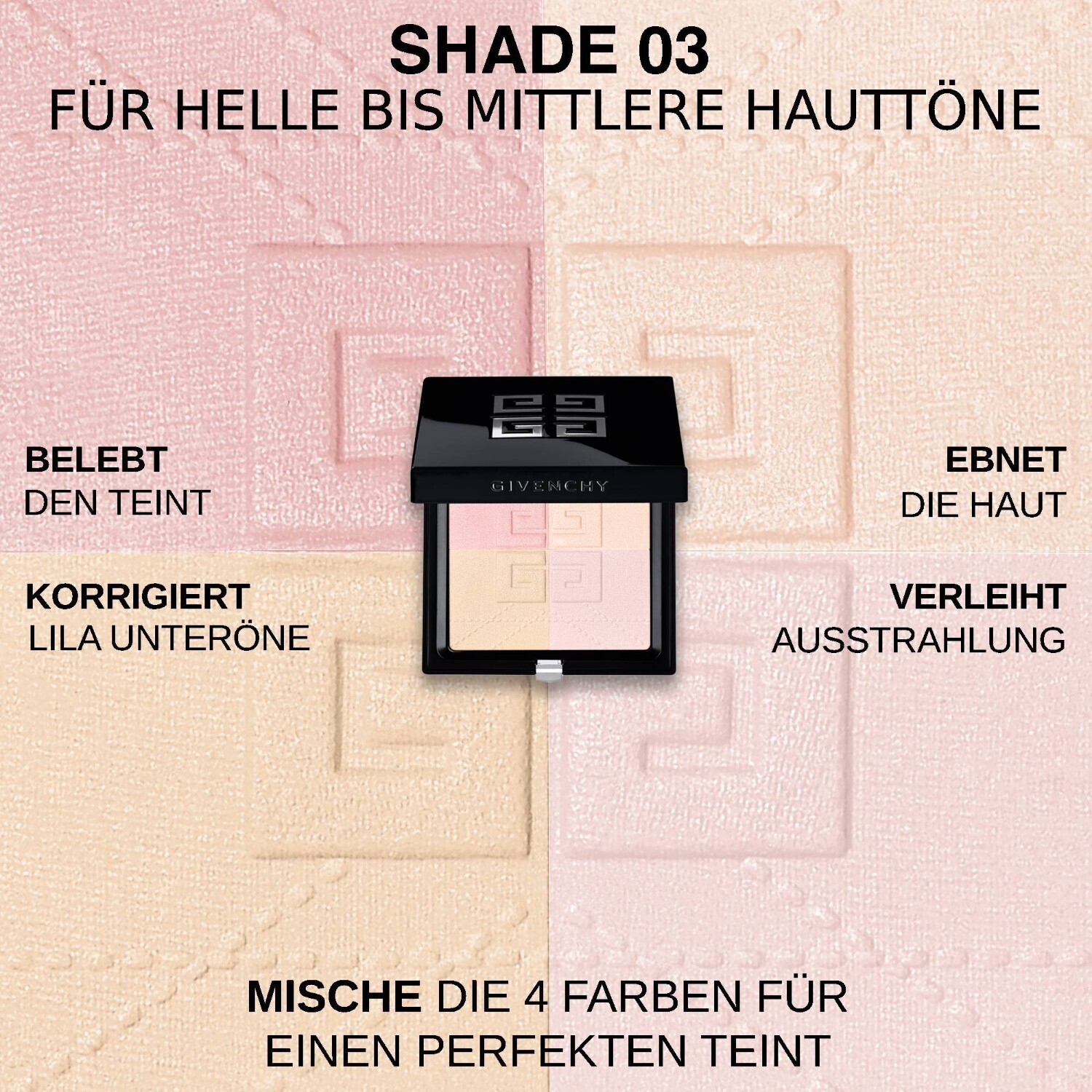 Пудра для лица prisme libre 4-color pressed powder Givenchy, n03 - voile rosé, вес 7 гр. — фото 3