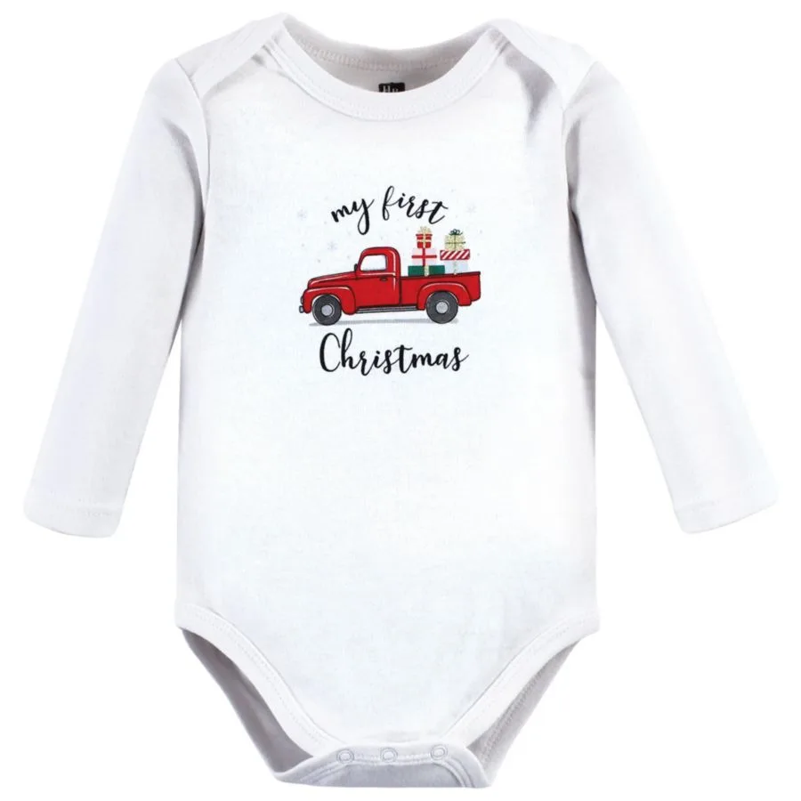 Hudson Baby Хлопковые боди с длинными рукавами, комплект из 3 штук, с принтом цвета корицы — фото 2