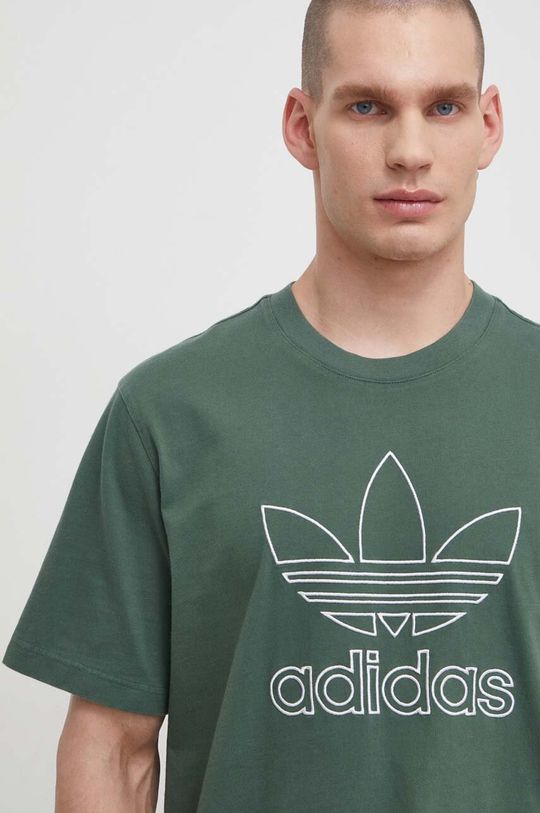 

Хлопковая футболка Trefoil Tee adidas Originals, зеленый