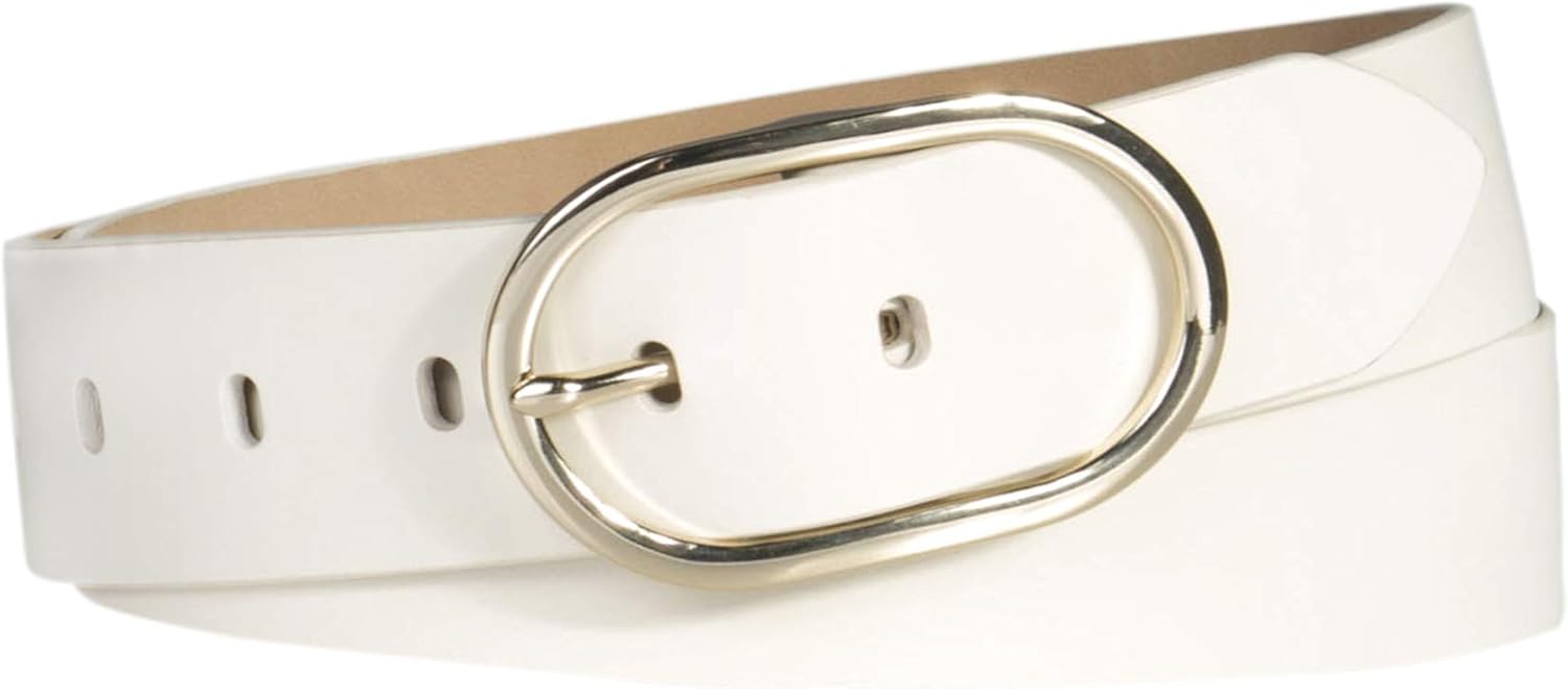 

Женский кожаный ремень Calvin Klein с овальной пряжкой по центру для брюк и платьев, Bone Center Bar