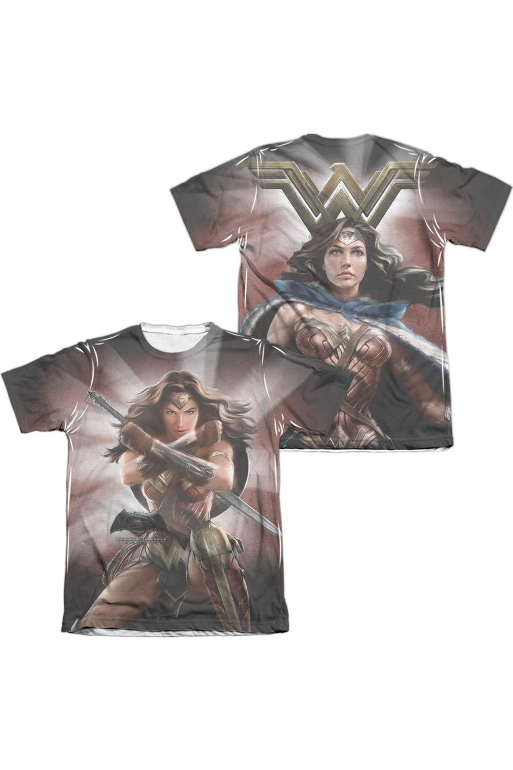 

Футболка с коротким рукавом Batman V Superman Wonder Woman Light (принт спереди/сзади) для взрослых из полиэстера/хлопка Gildan, белый