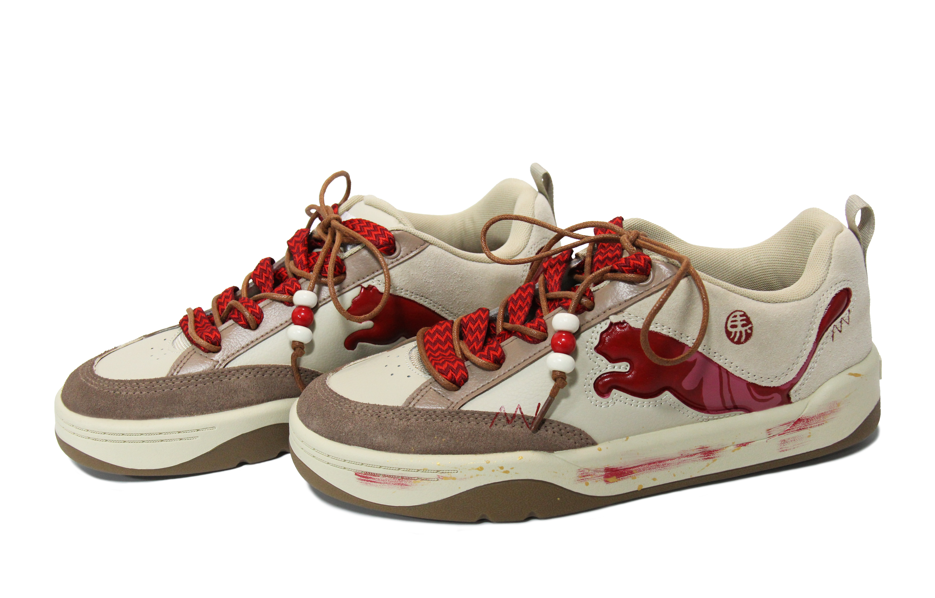 PUMA Park Lifestyle Walking Planet, кроссовки для скейтбординга унисекс низкие из красной золотой сплит-коровьей кожи и искусственной кожи — фото 4