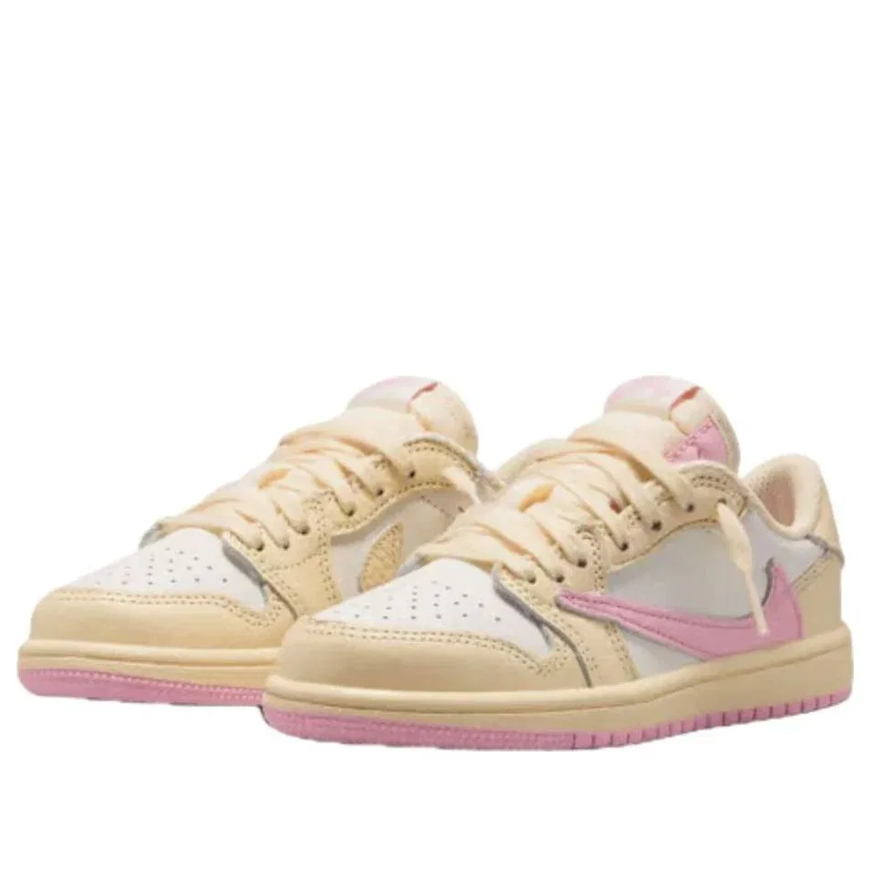 Кроссовки Air Jordan x Travis Scott 1 Retro Low OG «Shy Pink» IQ7605-100, бежевый — фото 2