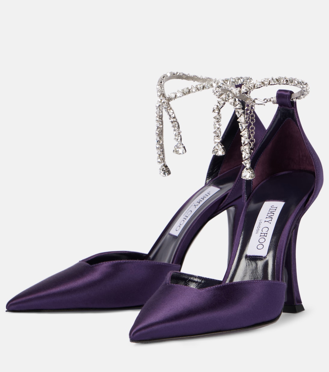 Декорированные атласные туфли Stevie 100 Jimmy Choo, Acai — фото 4