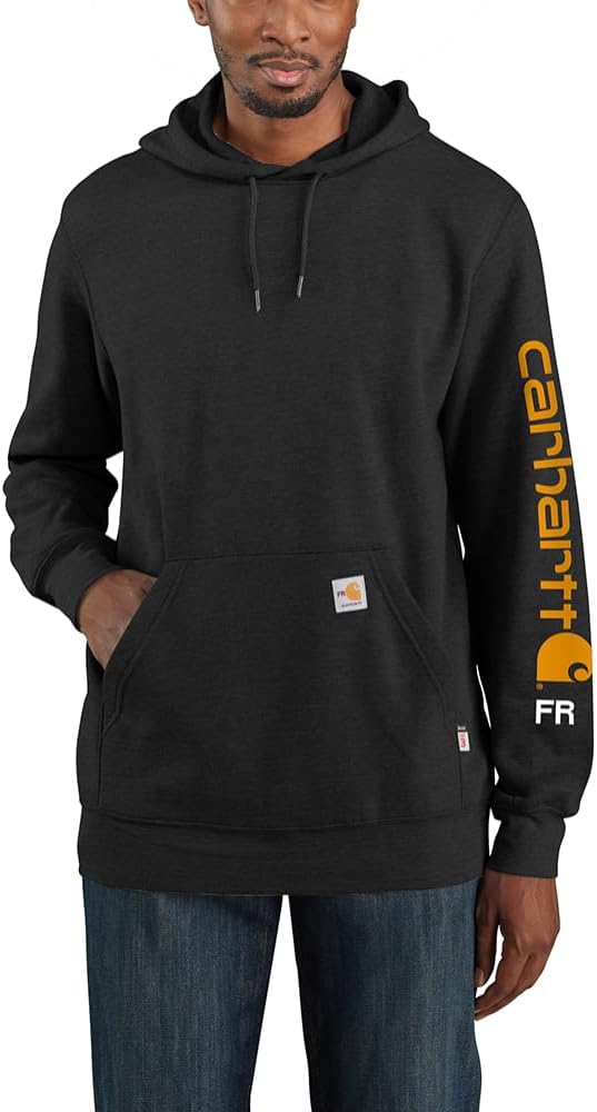 

Толстовка Carhartt Men's Flame Resistant Force Loose Fit Midweight с логотипом на рукаве, Black
