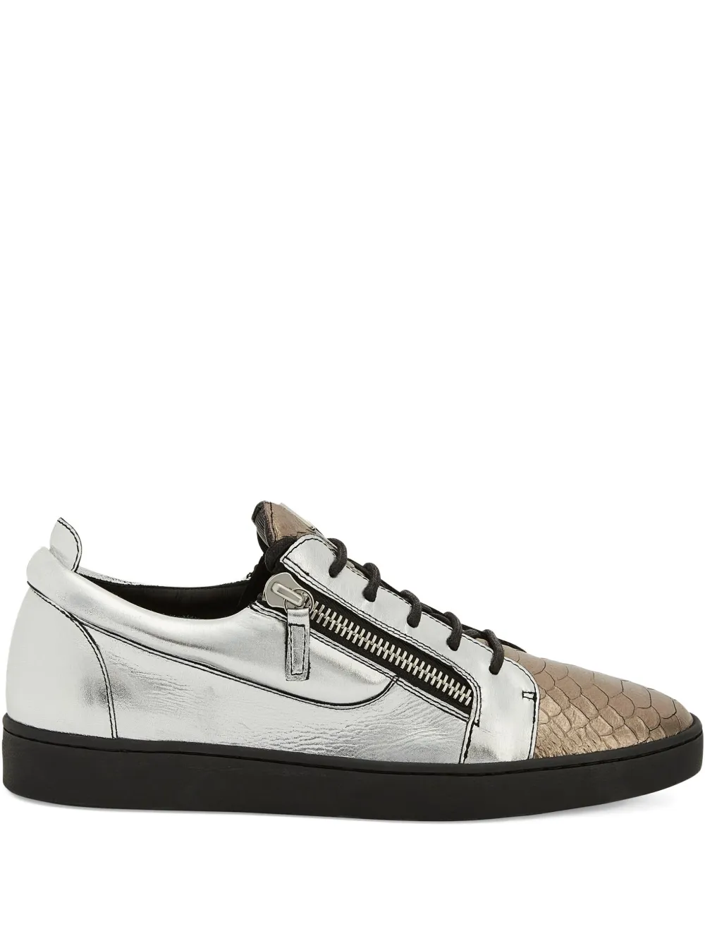 

Кеды Frankie с молниями Giuseppe Zanotti, серебяный