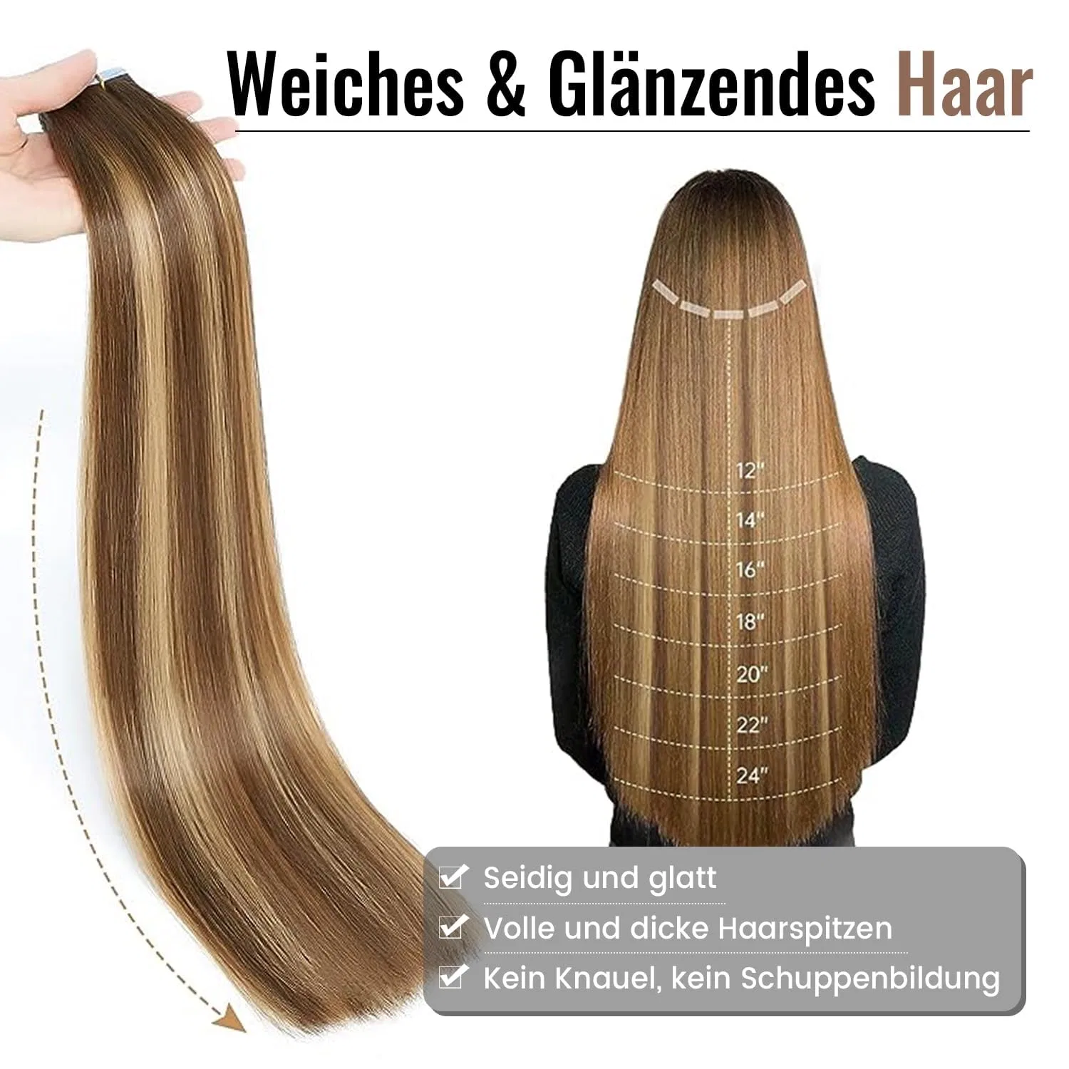 Накладные пряди для наращивания «Tape-In Real Hair Extensions» от JESSBO Jessbo, #T4/P4/27 Chocolate Brown Mxied Caramel Blonde — фото 4