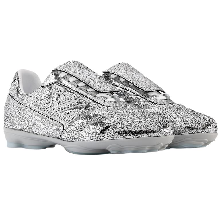 Louis Vuitton Футбольные кроссовки Footprint Soccer Silver King Cow Leather Low top Casual Shoes Unisex Silver — фото 4