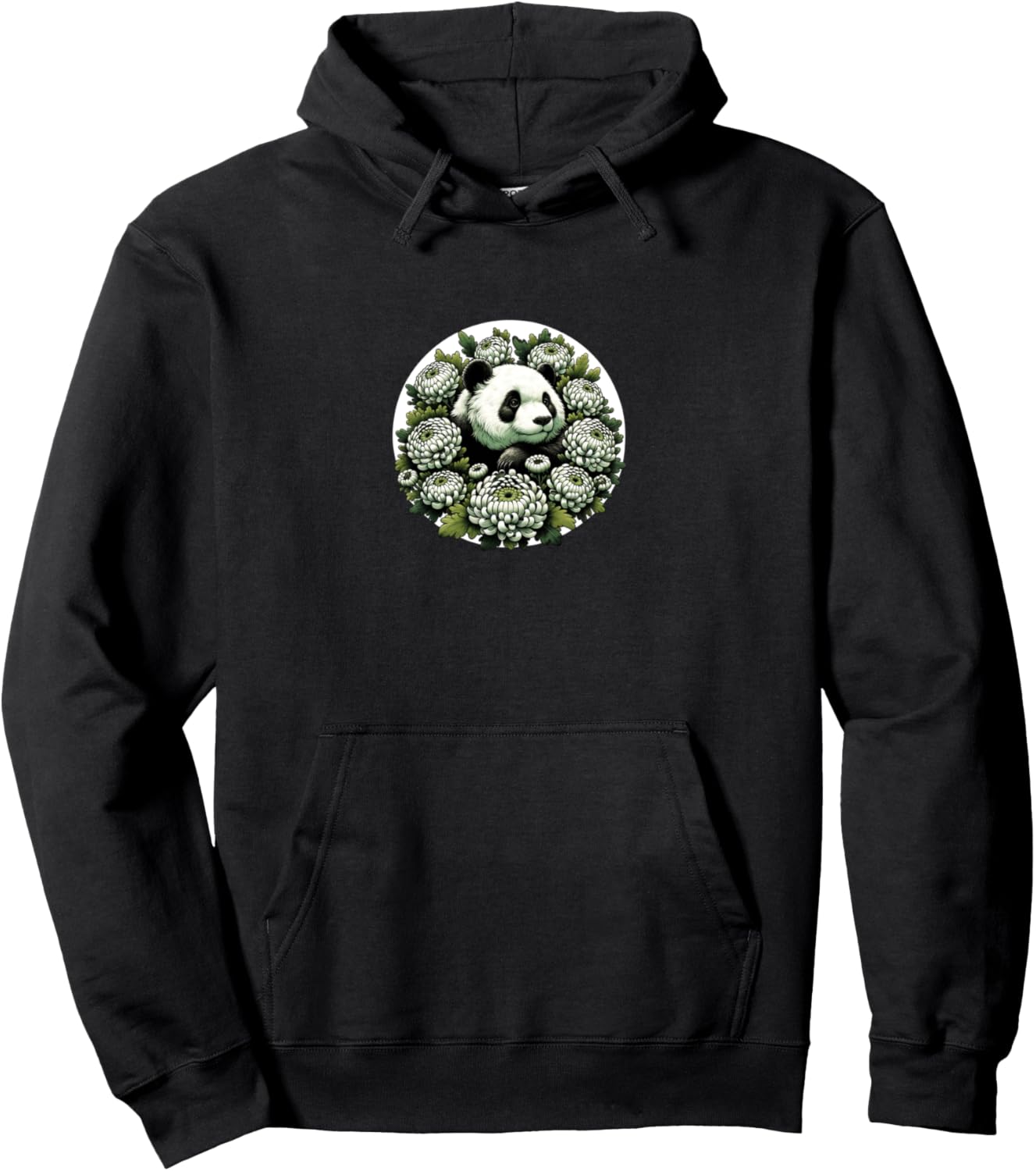 

Худи с изображением панды и хризантемы Panda Bear Chrysanthemum Snugg, черный