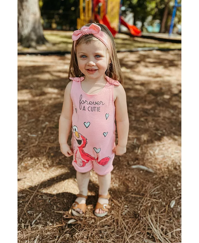 Комбинезон и повязка на голову для девочек Toddler Girls Elmo Newborn to Sesame Street, розовый — фото 3