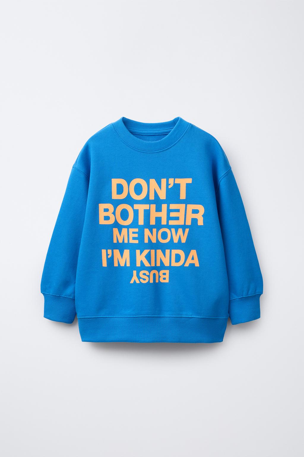 

Толстовка с принтом слогана ZARA, цвет Bluish