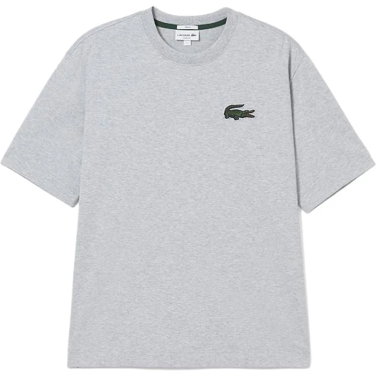 Футболка из хлопка с лого-патчем LACOSTE, серебристо-серый