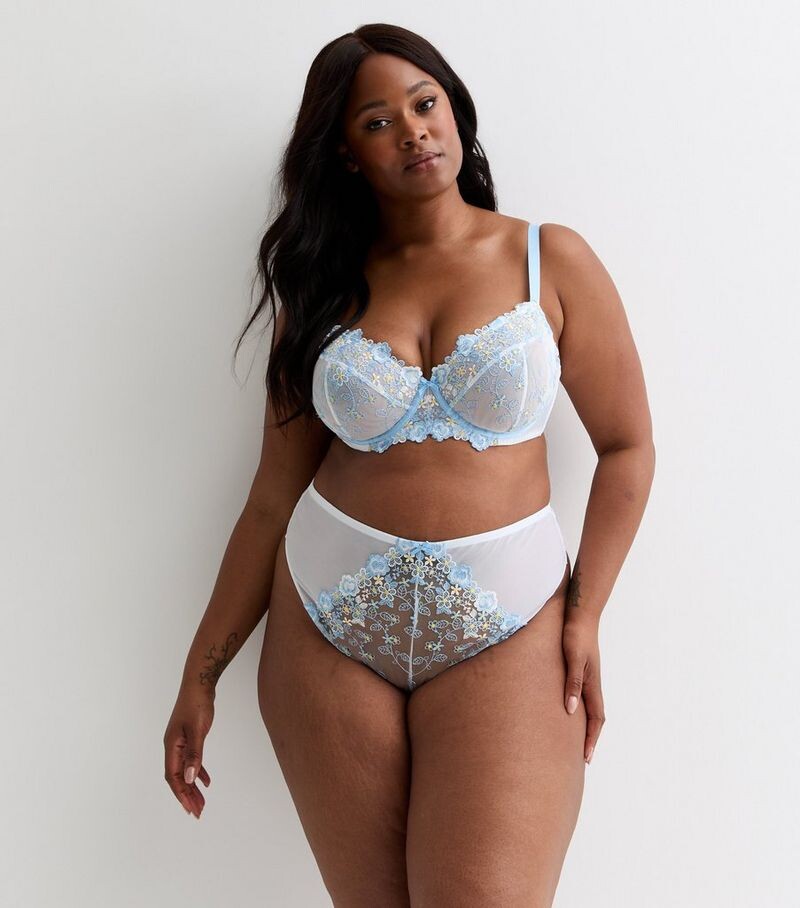 

Белый бюстгальтер без подкладок с цветочной вышивкой Curves Curves New Look, белый