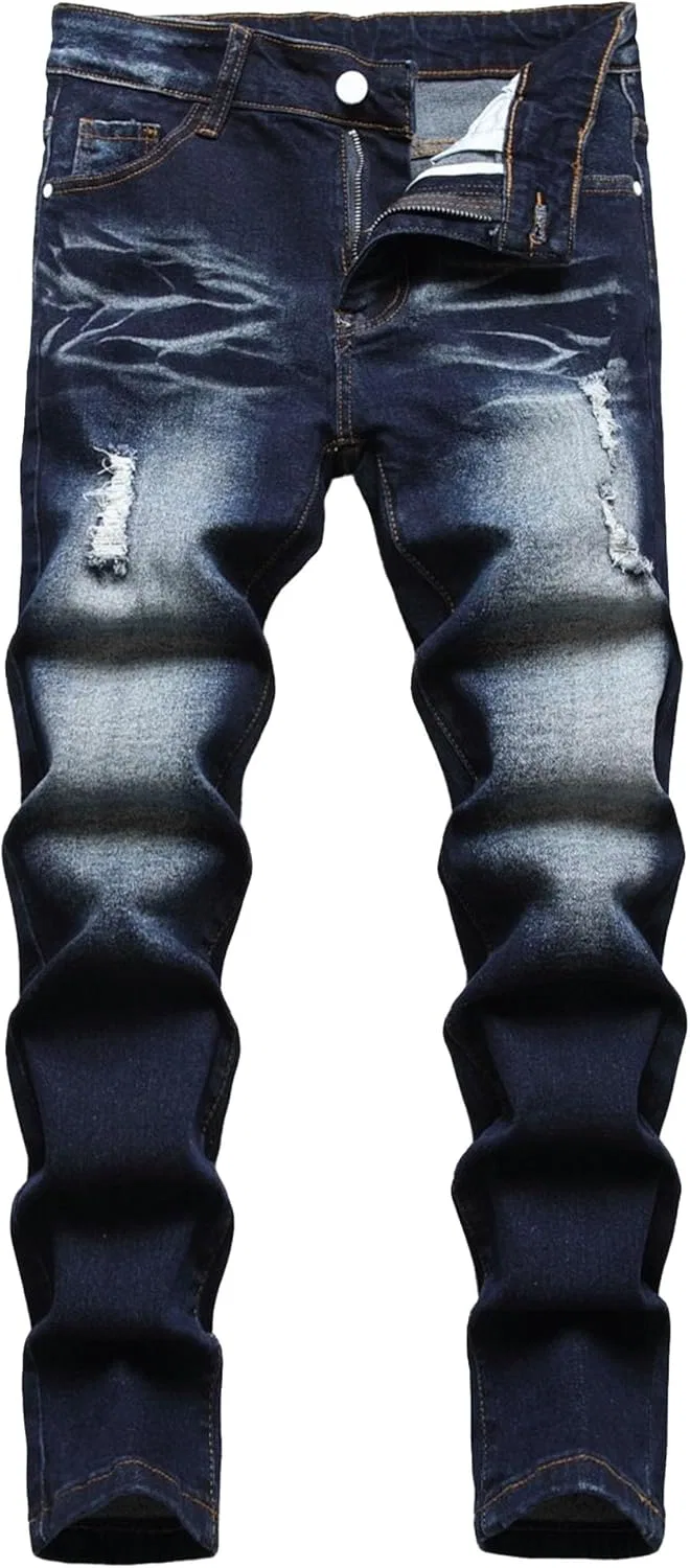 Джинсы скинни с рваными вставками, Dark Blue