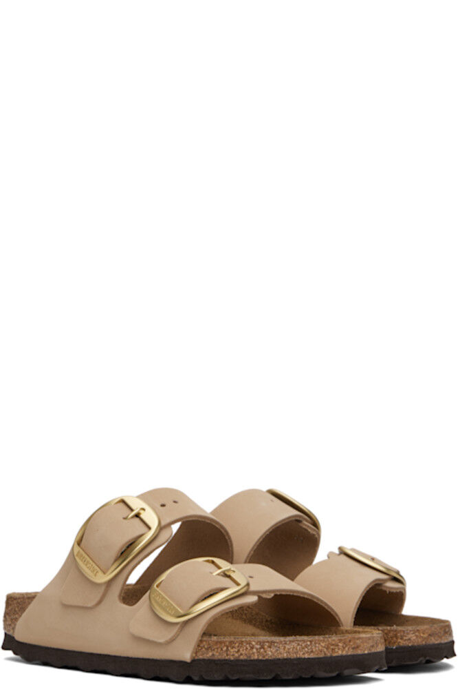 Бежевые узкие сандалии Arizona с большой пряжкой Birkenstock — фото 4