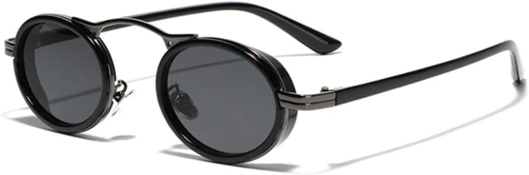 

Солнцезащитные очки для мужчин и женщин - защита UV400 - панк, маленькие овальные градиентные линзы, для занятий спортом на открытом воздухе и вождения DSVIGF, Gun Black Gray