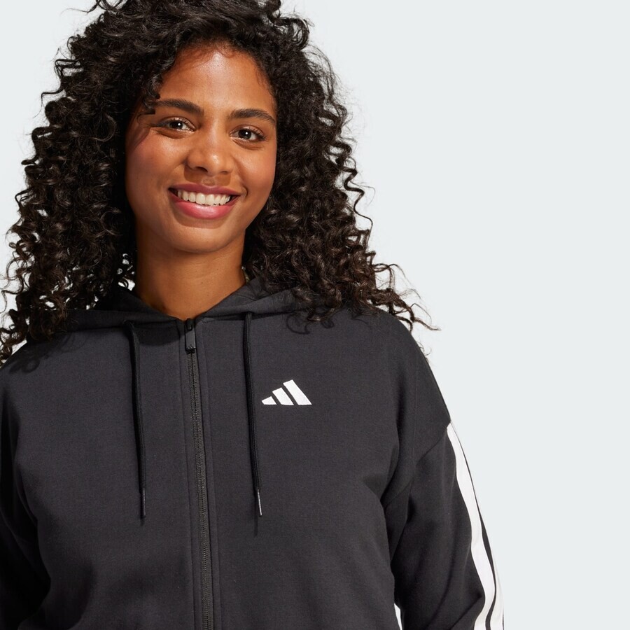 Свитер с капюшоном на молнии ADIDAS SPORTSWEAR Athletic Zip-Up Hoodie Essentials, черный — фото 4