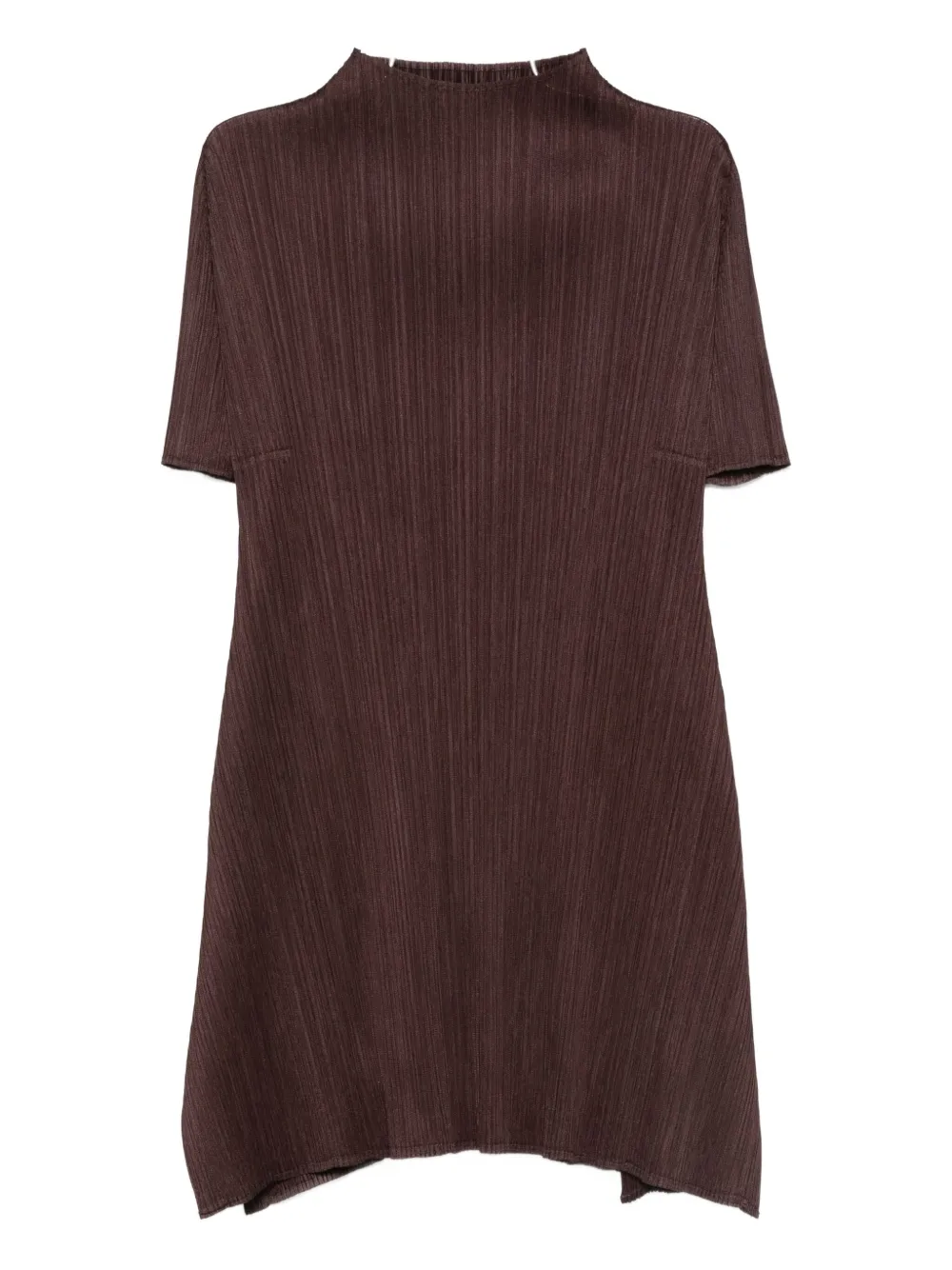 

Мини-платье с плиссировкой и высоким воротом Pleats Please Issey Miyake, коричневый