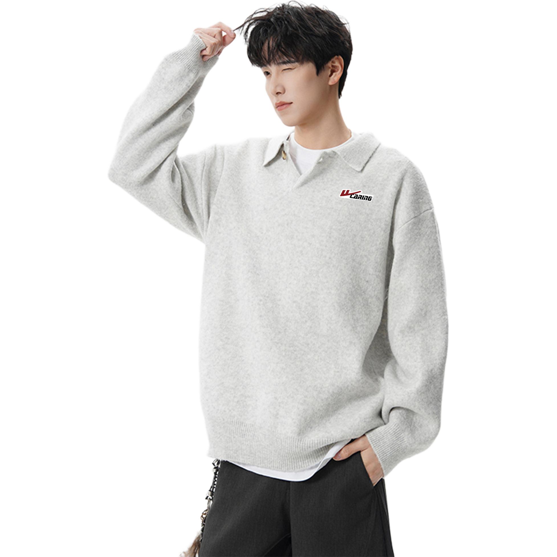 

Свитер Unisex Lapel Thickened Others WARRIOR, cloud yarn серый (diy badge)