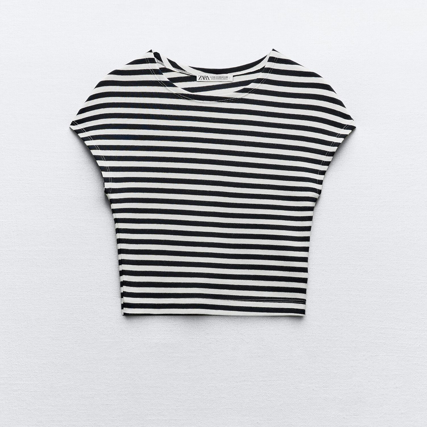 

Кроп-топ Zara Cotton And Modal, черно-белый