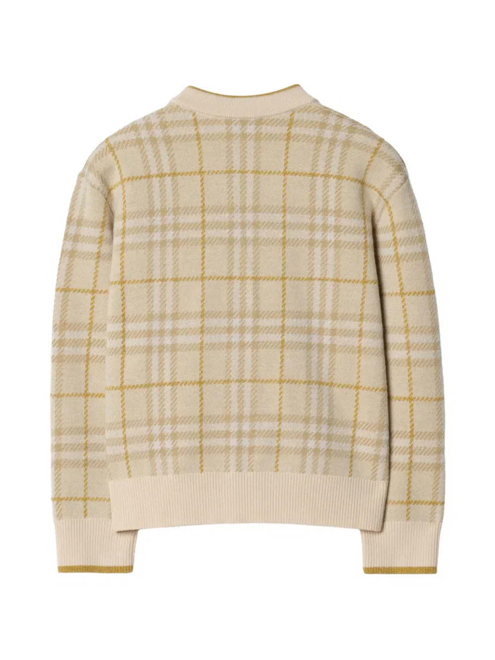 Кардиган из шерстяной смеси с металлизированной клеткой Burberry Kids, нейтральный — фото 2