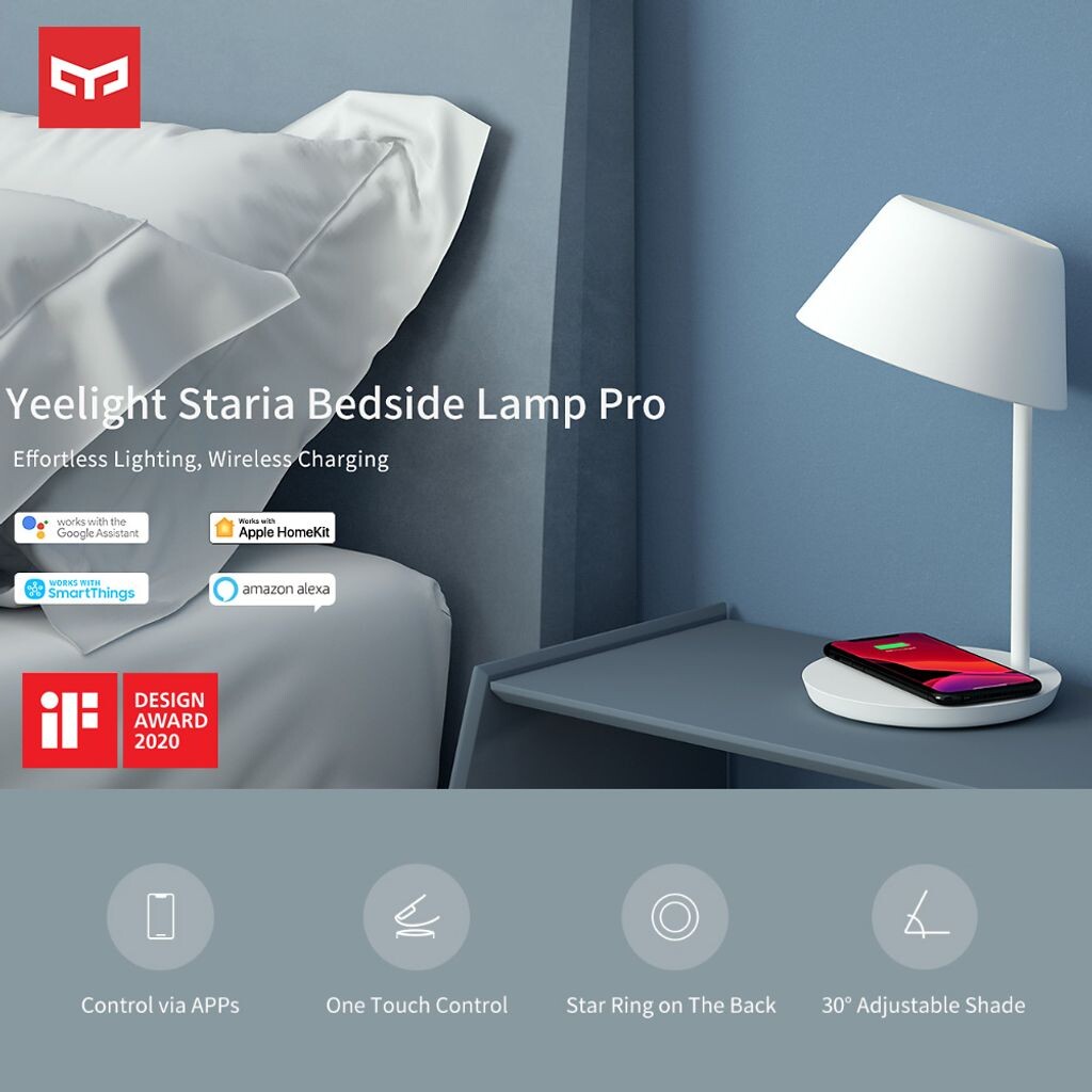 

Прикроватная лампа Xiaomi Yeelight Staria YLCT02YL 2700K-6500K Ночной светильник для домашнего офиса Рабочая лампа Управление через приложение Голосовой помощник Настольная лампа Работа с Google Alexa Siri 100-240 В