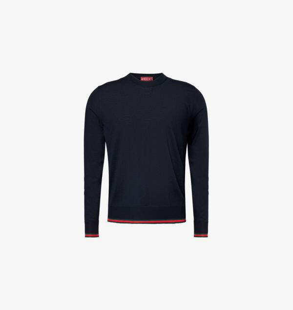 

Шерстяной джемпер классического кроя с круглым вырезом Gucci, черный