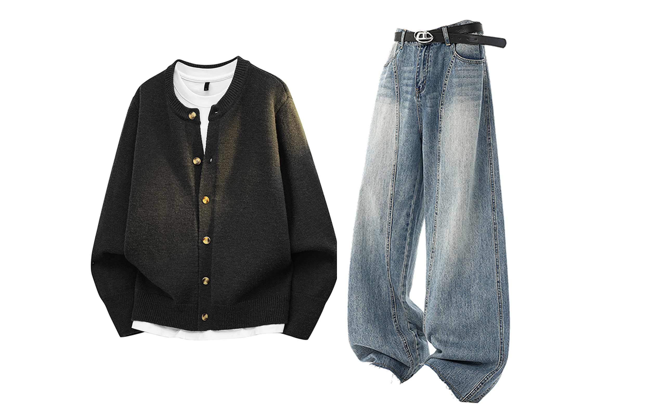 

Повседневная спортивная одежда Unisex с лацканом Lapel Moderate X1617, черный top+синий pants