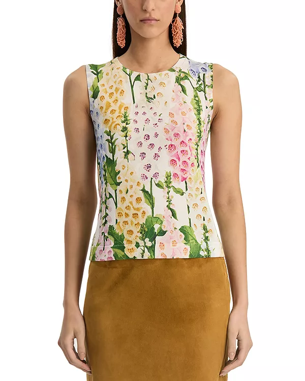 

Вязаная майка с принтом в виде наперстянки Oscar De La Renta, белый