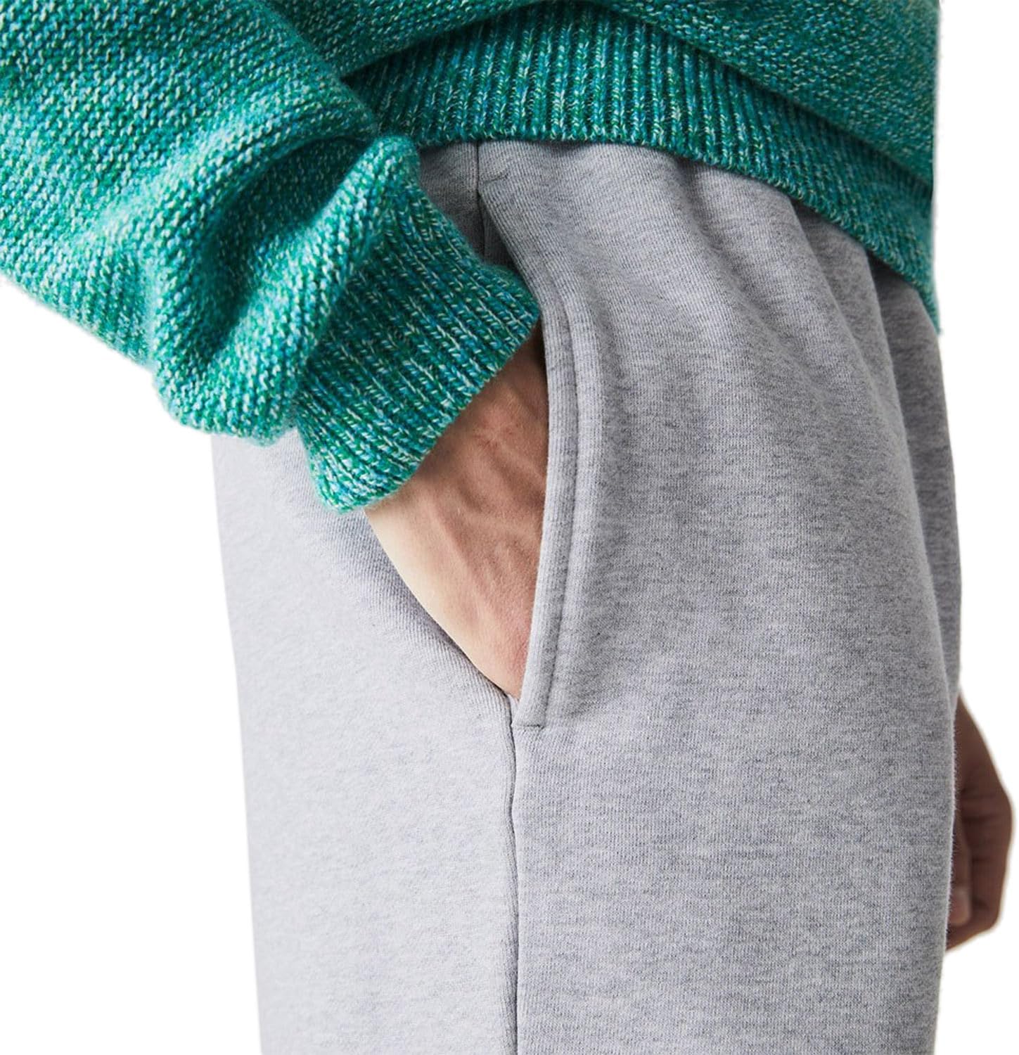 Lacoste мужские спортивные теннисные флисовые шорты, Silver Heathered — фото 4
