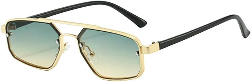 

Модные солнцезащитные очки, прямоугольные солнцезащитные очки для женщин, винтажные солнцезащитные очки в маленькой оправе, черные квадратные очки в стиле Y2K DMMWCX, Green Yellow