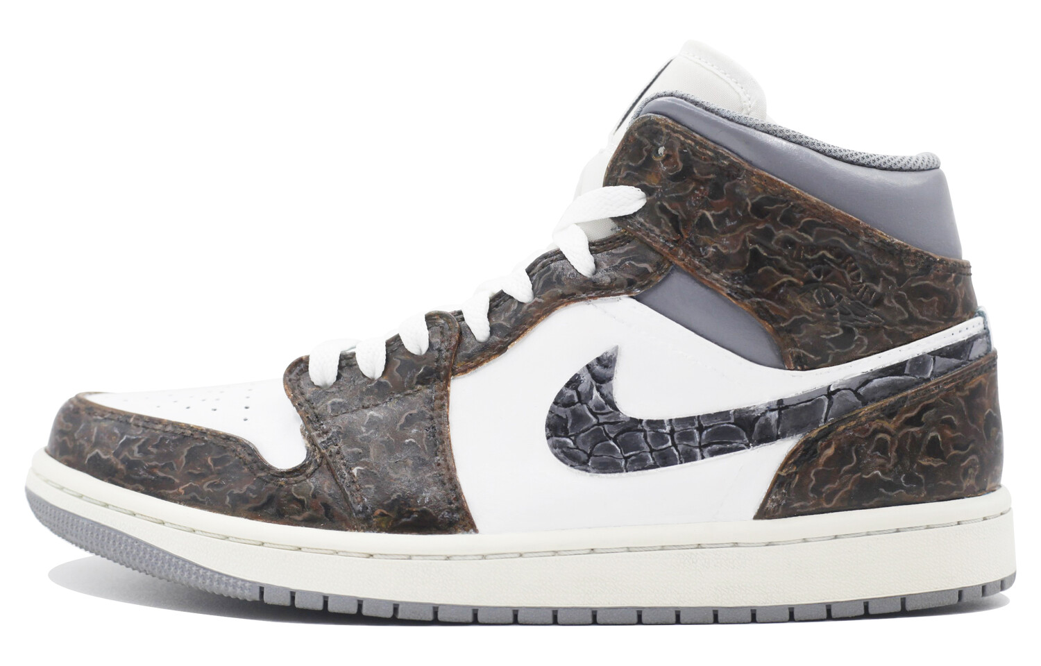 

Кроссовки Air Jordan 1 Vintage Basketball Shoes Women's Mid-top Brown/White, коричневый