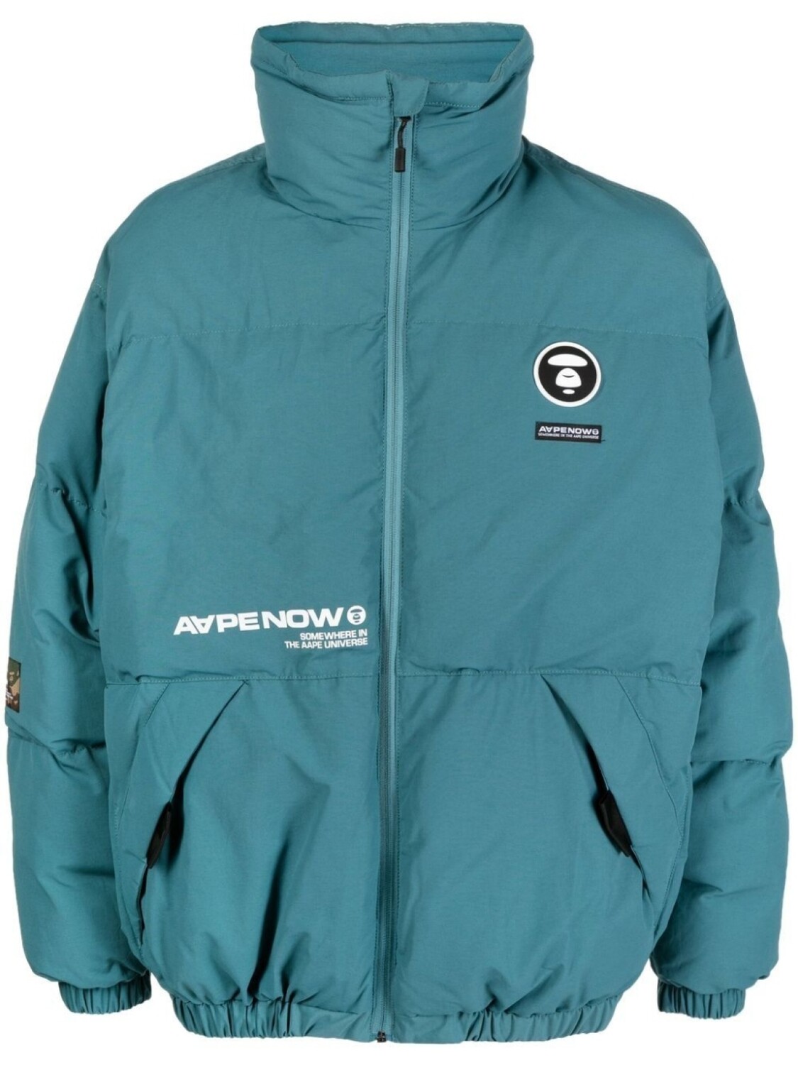 

Пуховик с нашивкой-логотипом AAPE BY *A BATHING APE, зеленый