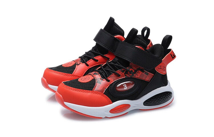Кроссовки LINING YOUNG Sports Life Collection Kids Lifestyle Shoes PS High-top Black/Caryophyllum Orange — фото 3