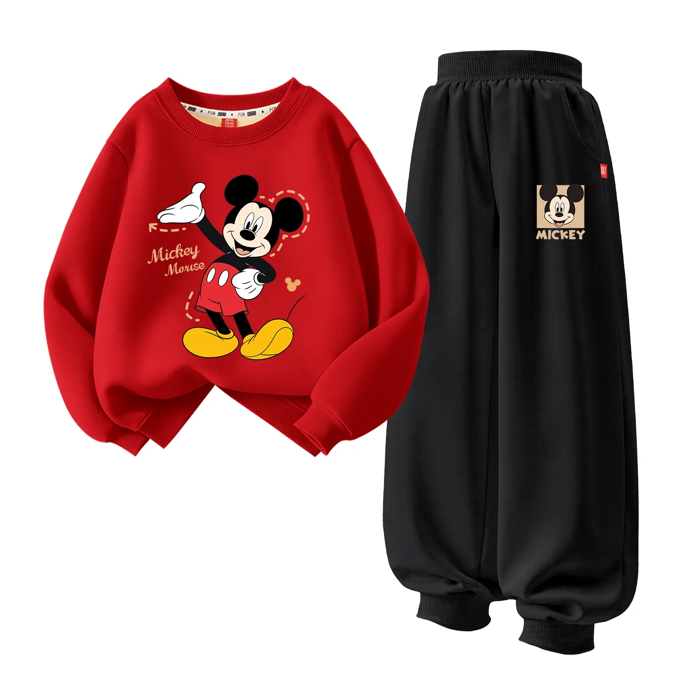 Детский спортивный комплект Casual Sportswear из 2 предметов Disney, [Thickened and Fleece-Lined]Di Online Red+Di Joy K Gray — фото 4