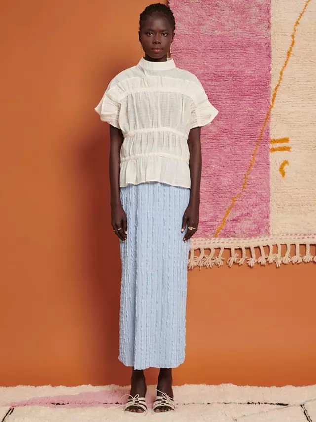 

Топ GHOSPELL Yasmin Ruched Linen Blend, слоновая кость