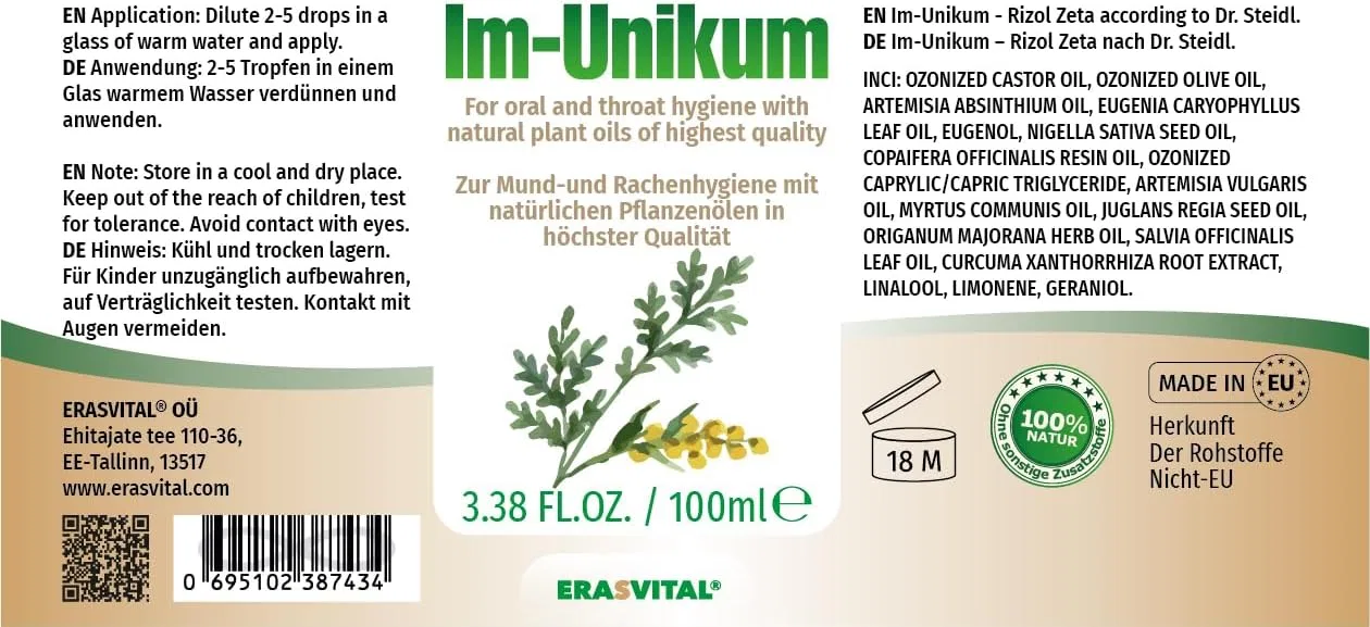Масло «Rizol Zeta» 100 мл по рецепту доктора Штайдля от Im-Unikum Erasvital — фото 4