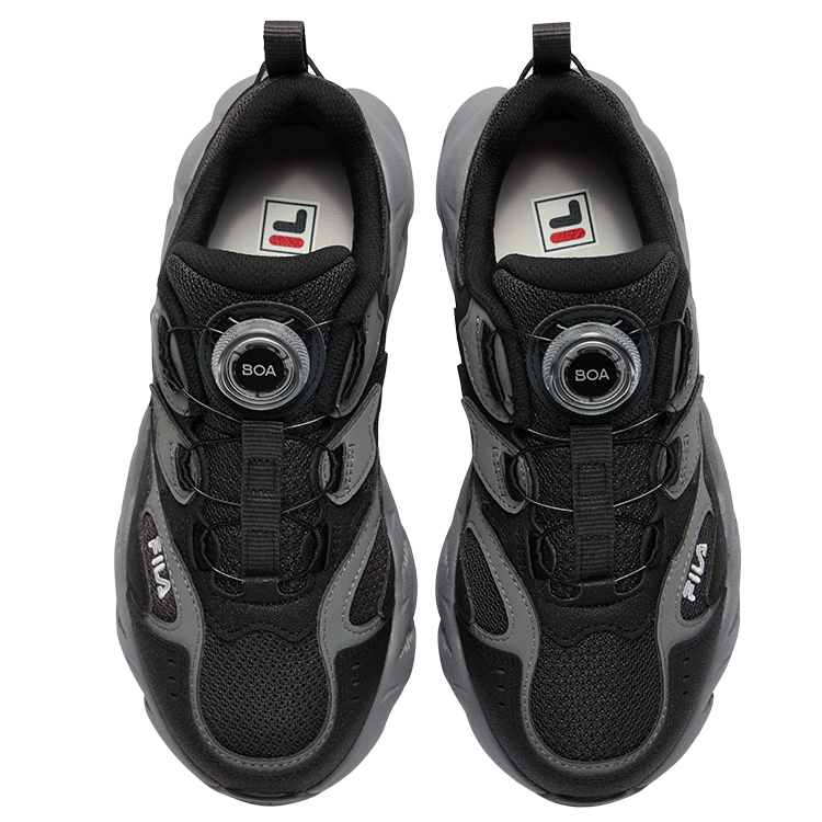 Кроссовки BOA Fern, износостойкие, низкие, детские, для бега FILA KIDS, черный/серый — фото 4