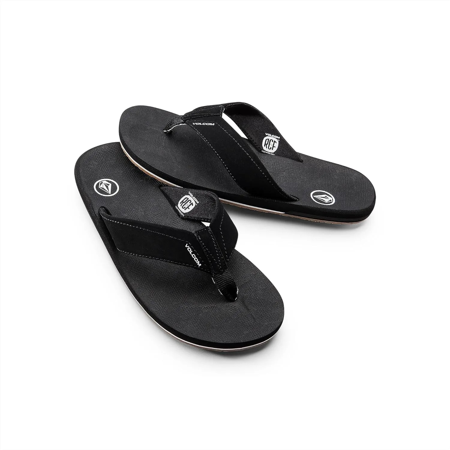 Мужские сандалии Volcom Victor - водоотталкивающие шлепанцы с удобной стелькой из пены для отдыха, черный — фото 3