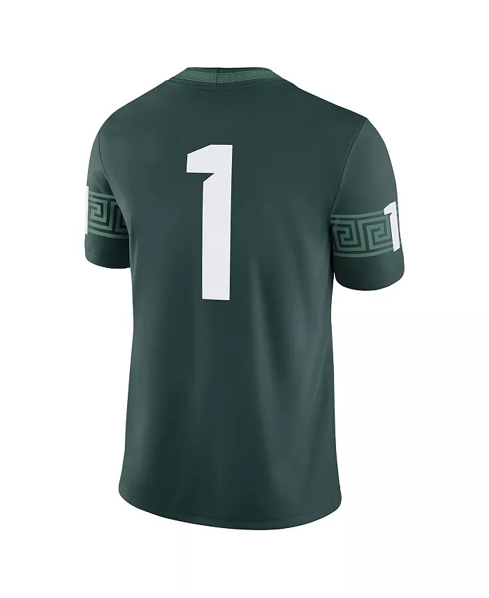 Мужская игровая футболка Michigan State Spartans №1 зеленого цвета Nike — фото 3