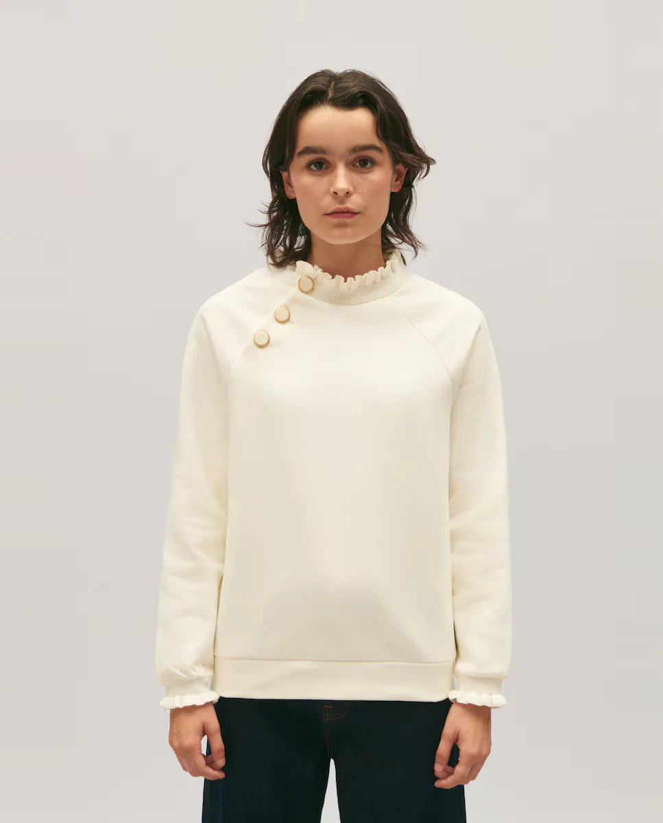 

Женская толстовка с рюшами и пуговицами Claudie Pierlot, цвет Crudo