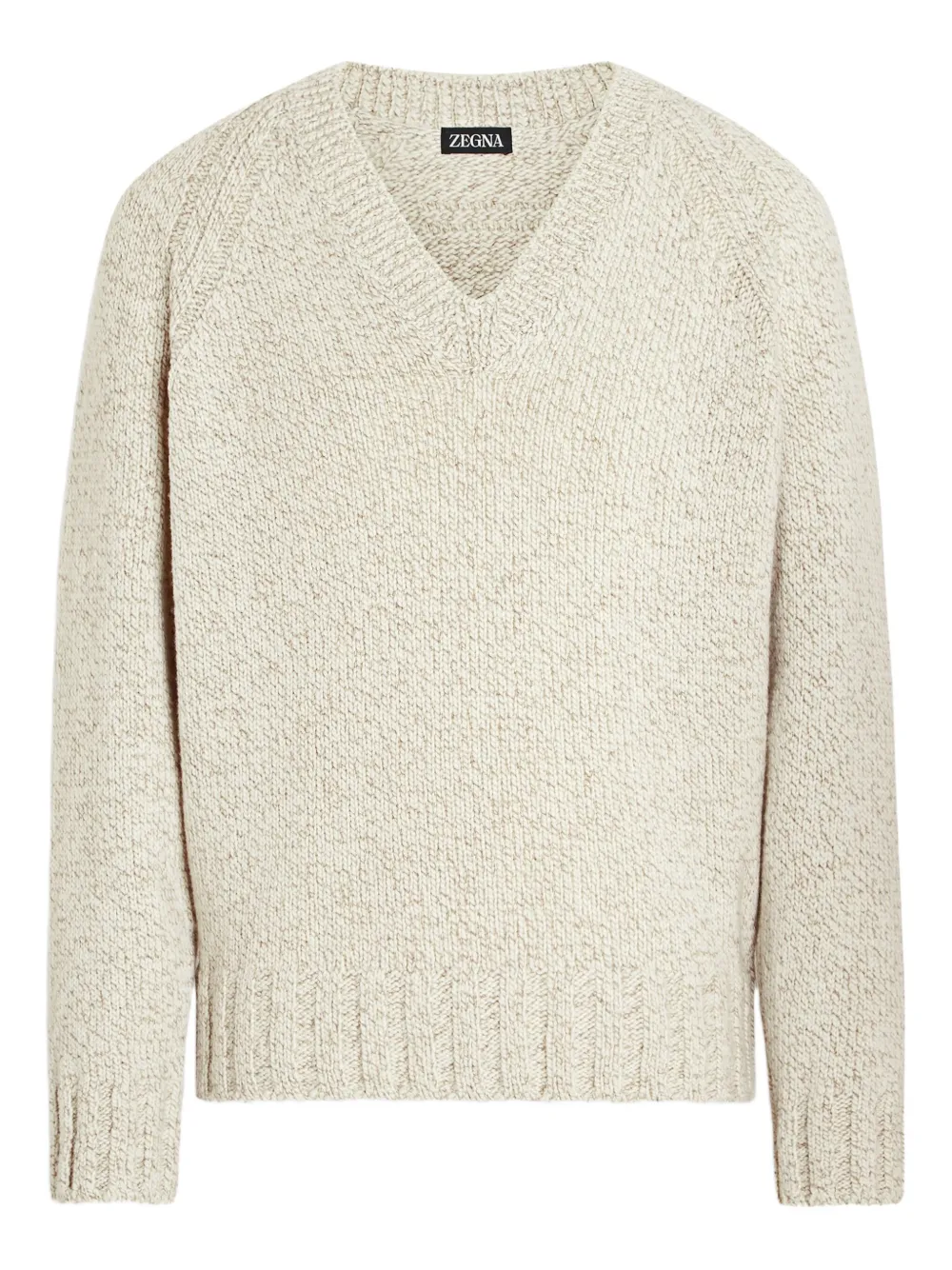 

Свитер с V-образным вырезом и рукавами реглан Zegna, нейтральный